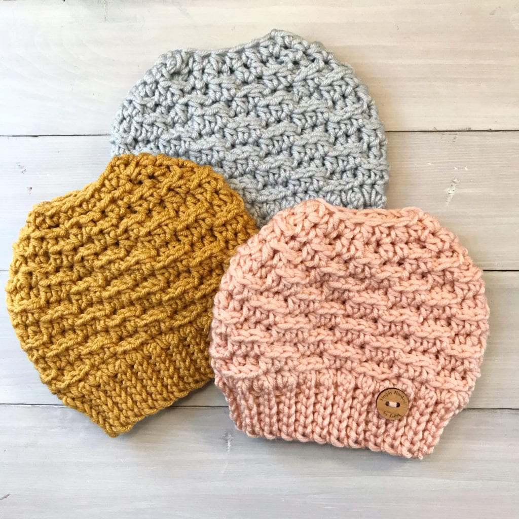 crochet messy bun beanie free pattern